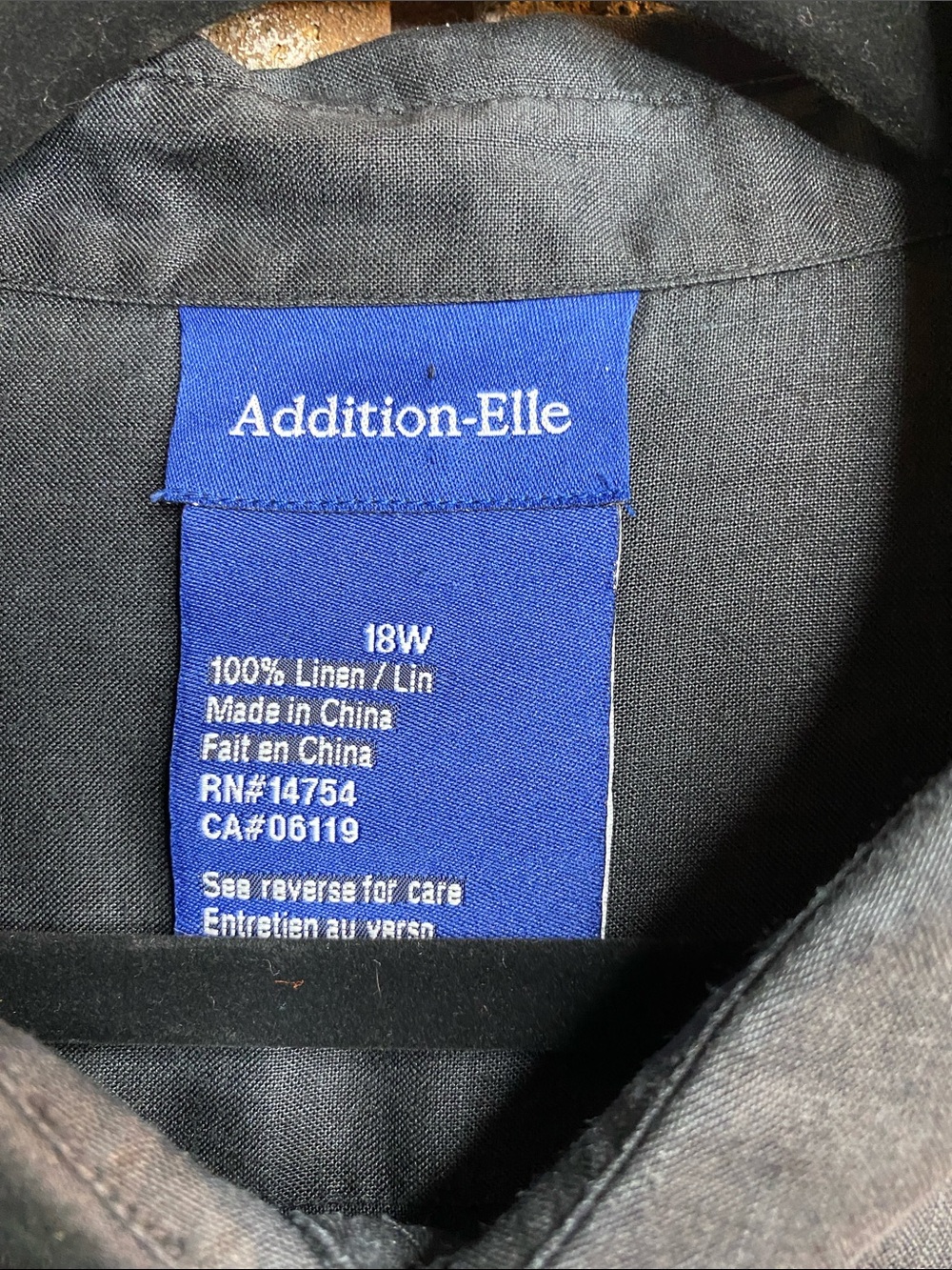Addition Elle Black Collared Linen Shirt or Lightweight Jacket - Picture 2 of 8